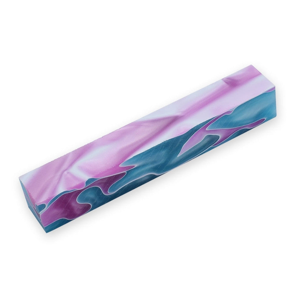 Pen blank - Acryl - 130x20x20 mm - Pink Aqua mit weißer Linie - Pfeifenecke